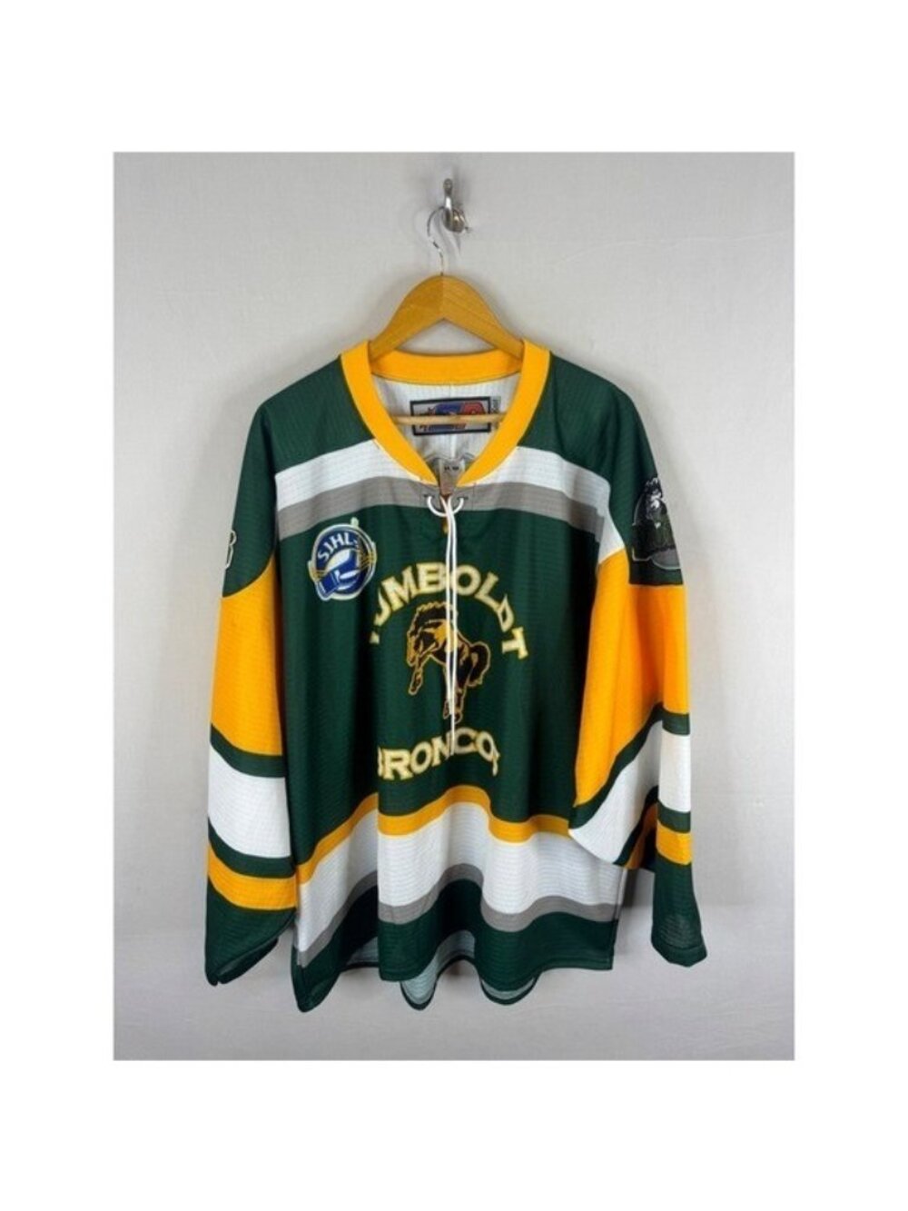 SP Apparel Humboldt Broncos SJHL Hockey Jersey Green Yellow Mens XXL Canada